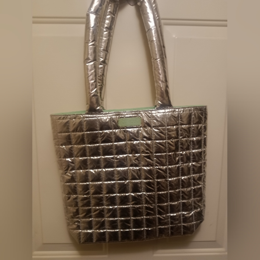 Clinique Collectable Silver Quilted Tote Bag